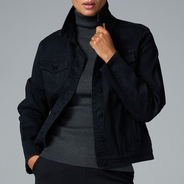 Classic Stretch Denim Jacket - Black