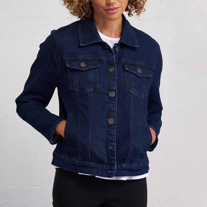 Classic Stretch Denim Jacket - Dark Indigo